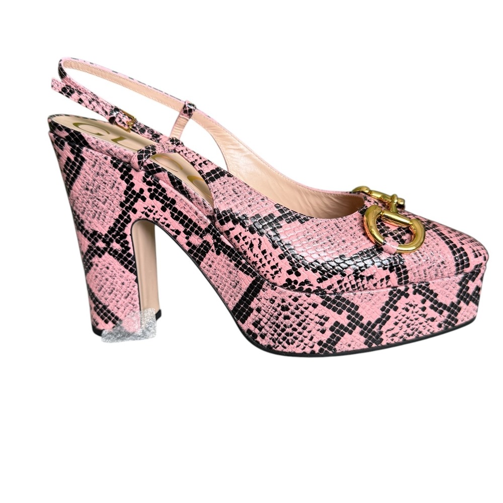 Gucci Horsebit Platform Python Print Leather High… - image 1